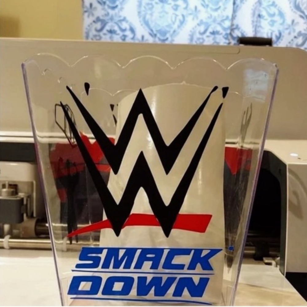 WWE SmackDown Clear Acrylic popcorn/snack container